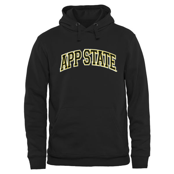 Men NCAA Appalachian State Mountaineers Arch Name Pullover Hoodie Black 2